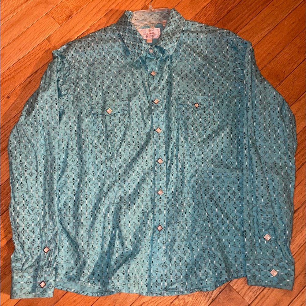 Panhandle button up rodeo shirt🌸 aztec, blue , white, black💙size L